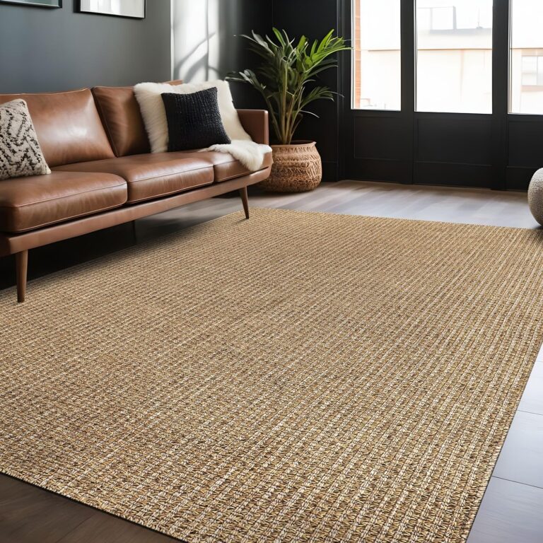 Easy Jute Rugs 8x10 Natural Color Living Room Indoor Outdoor Area Rug for Farmhouse Patio and Kitchen Rug High Traffic Washable Easy to Clean Solid Boho Woven Design Outside Carpet (8 x 10)