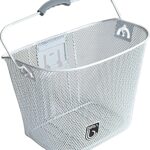 BIRIA Bicycle Basket with Bracket White, Front Quick Release Basket, Removable, Wire Mesh Bicycle Basket, fit Handlebar Size 25.4 mm, New, White