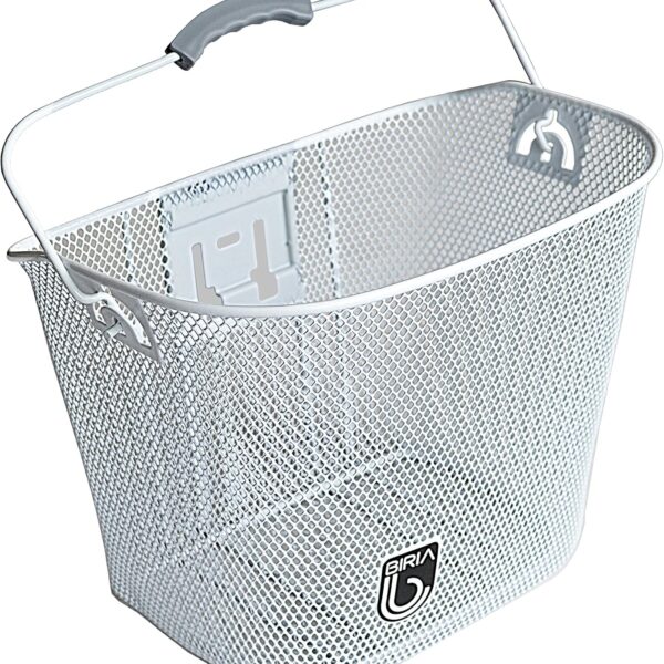 BIRIA Bicycle Basket with Bracket White, Front Quick Release Basket, Removable, Wire Mesh Bicycle Basket, fit Handlebar Size 25.4 mm, New, White