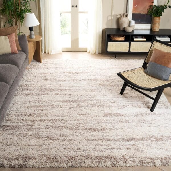 SAFAVIEH Hudson Shag Collection Area Rug - 10' x 14', Ivory & Beige, Modern Design, Non-Shedding & Easy Care, 2-inch Thick Ideal for High Traffic Areas in Living Room, Bedroom (SGH206B)