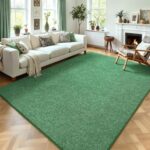 AROGAN Washable 57 Living Room Rug, Modern Area Rugs with Soft Memory Foam for Bedroom, Minimalist Non-Slip Indoor Floor Carpet for Dining Room Office Kids Playroom Decor, Sage Green