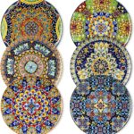 vancasso Dinner Plates Set of 6-10.5 Inch Ceramic Plates, Microwave, Oven and Dishwasher Safe, Colorful Bohemian Style Dishes for Kitchen
