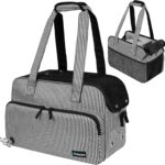 PetAmi Small Dog Purse Carrier, Soft-Sided Pet Carrier Bag with Pockets, Portable Puppy Cat Travel Handbag Tote, Airline Approved Breathable Mesh, Poop Bag Dispenser, Max 18 lbs, Stripe Black