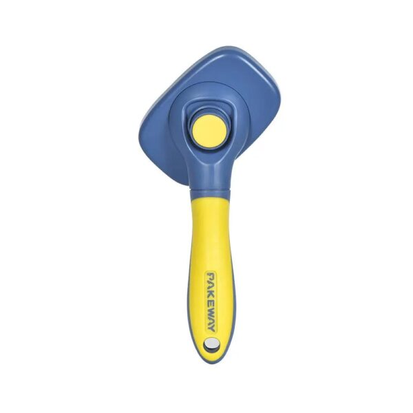 One for Pets 360-degree Rotating Head Self-Cleaning Dog&Cat Slicker Brush, Cat Brush with Release Button, Indoor Cats Shedding, for Cat and Dog Grooming (Navy & Yellow)