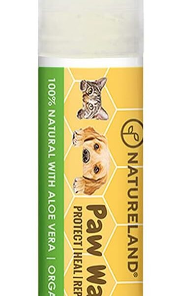 [8 OZ/0.18 OZ/0.36 OZ] Natureland Organic Paw Wax for Dogs and Cats, Natural Outdoor Protection to Heal, Repair, and Protect Dry, Chapped, or Rough Pads, Helps Protects Paws on Snow, Sand, or Dirt
