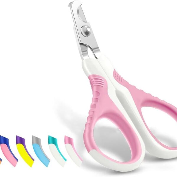 WePet Pet Nail Clippers U07.1, Professional Claw Trimmer, Bended Scissor Special for Cats, Kittens, Dogs, Puppies, Small Animals, White/Thulian Pink