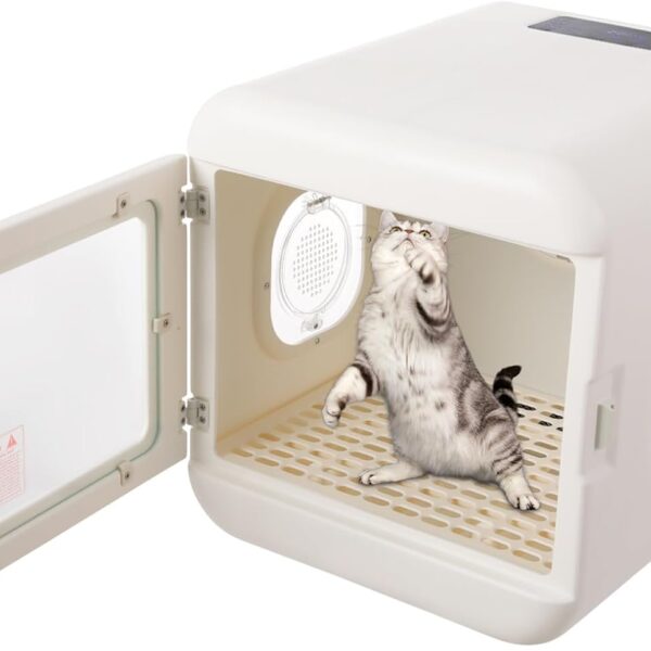 60L Pet Grooming Dryer Box Ultra Quiet Pet Hair Dryer, Fully Automatic with Smart Temperature Control, 360 Efficient Airflow, Ideal Cat and Dog Drying Box for Small Pets, White