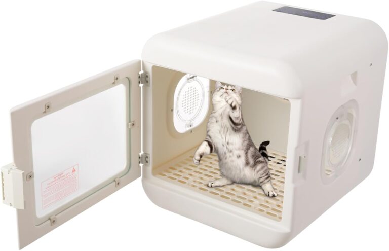 60L Pet Grooming Dryer Box Ultra Quiet Pet Hair Dryer, Fully Automatic with Smart Temperature Control, 360 Efficient Airflow, Ideal Cat and Dog Drying Box for Small Pets, White