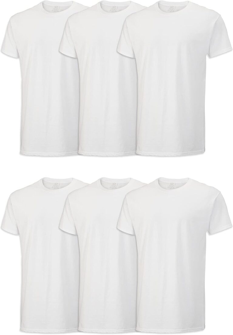 Fruit of The Loom Men's Crew Tee Undershirts, Moisture Wicking & Tag Free, Also Available in Big & Tall