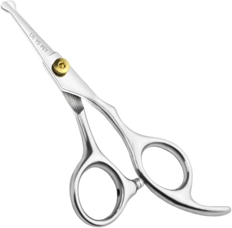 LILYS PET 5.0" Right-Handed Round-Tip Pet Grooming Scissors, Stainless Steel Small Ball Tip for Nose, Ear, Face, Paw Hair for Dogs and Cats