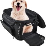 Motorcycle Grand Pet Palace UV-Rated Versatile Pet Carrier Moto Sissy Bar Tail Bag with Two Dishes UTV ATV Rolling Luggage Top Window Opens Pet Bag 21.3" W x 15.2" T x 13" D