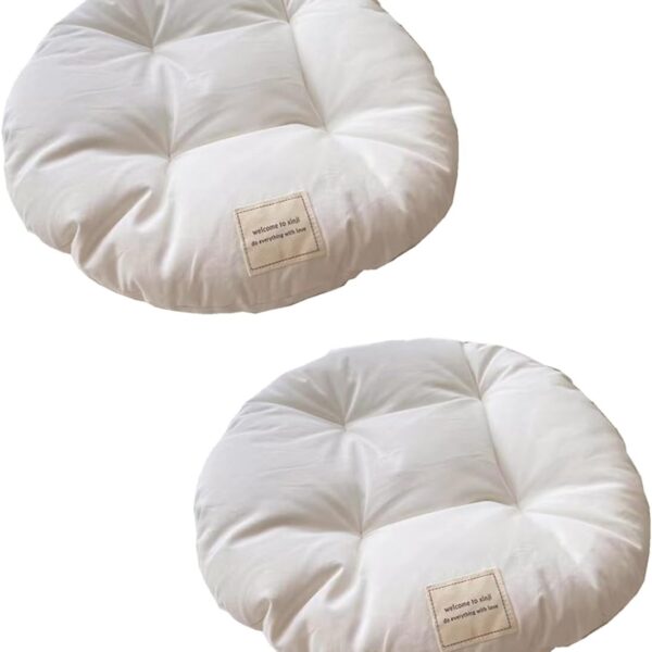 SHENGOCASE 2-Pack 16" Round Soft Cat Kneading Pillow Cushion Bed for Dog House Perch, Cushion Pad Padding (White)