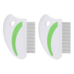 Brillirare 2 Pack Flea Lice Comb, Stainless Steel Dog Cat Grooming Combs with Rounded Teeth, Professional Pet Tear Stain Remover, Dematting Tool for Small, Medium & Large Pets