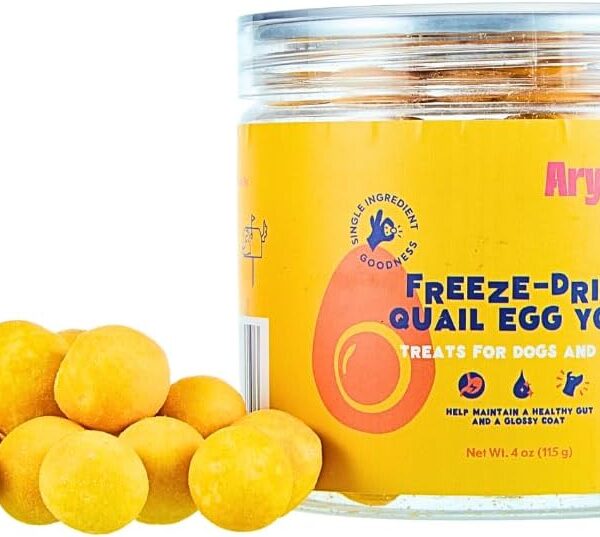 Freeze-Dried Single Ingredient Treat (Quail Egg Yolk) for Dogs and Cats - High Protein  Rich in Lecithin for Healthy Coat  No Artificial Ingredients  4oz/8oz