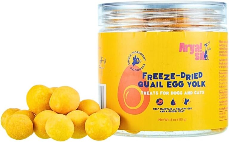 Freeze-Dried Single Ingredient Treat (Quail Egg Yolk) for Dogs and Cats - High Protein  Rich in Lecithin for Healthy Coat  No Artificial Ingredients  4oz/8oz