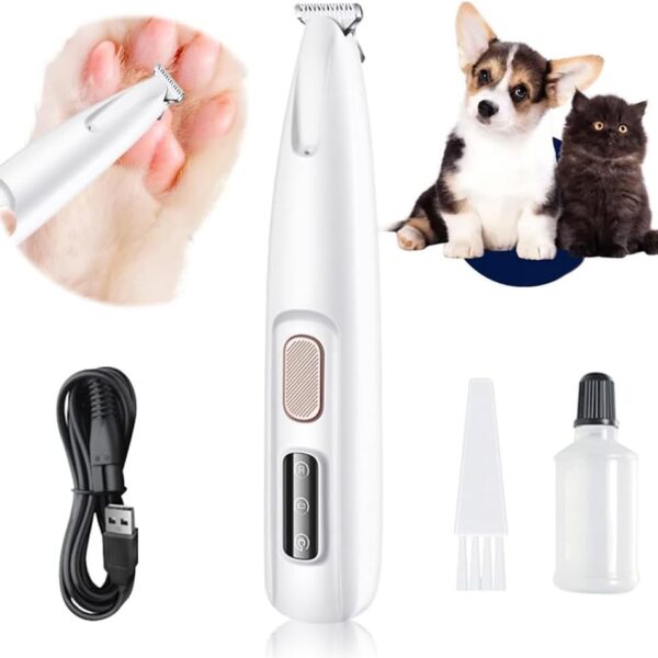Dog Paw Trimmer,Furry Basics Pet Hair Trimmer,Saffory Dog Paw Trimmer with LED Light,Low Noise USB Rechargeable,Waterproof Pet Hair Shaver for Dogs and Cats