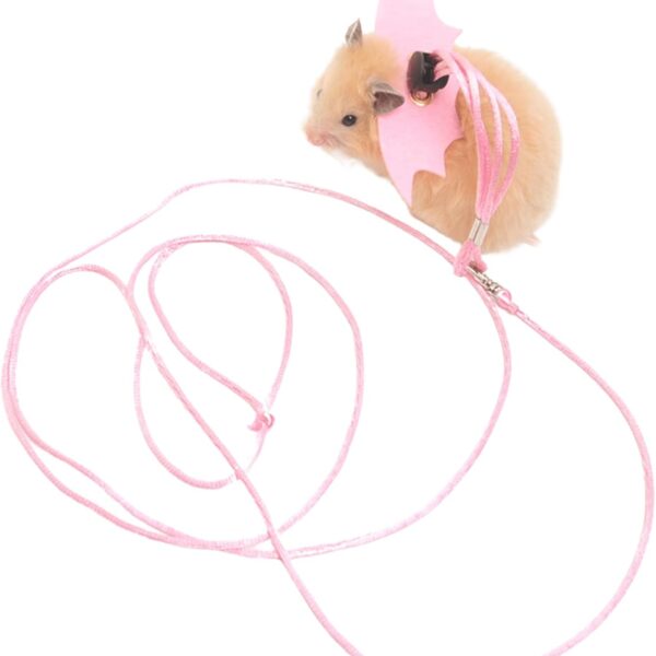 Small Animal Harness and Leash Set for Hamsters, Lizards, and Bearded Dragons - Secure, Adjustable, and Comfortable Walking Accessory (Pink)
