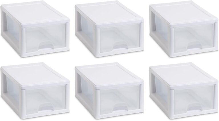 Sterilite 20518006 6 Quart/5.7 Liter Stacking Drawer, White Frame with Clear Drawer,(pack of 6)