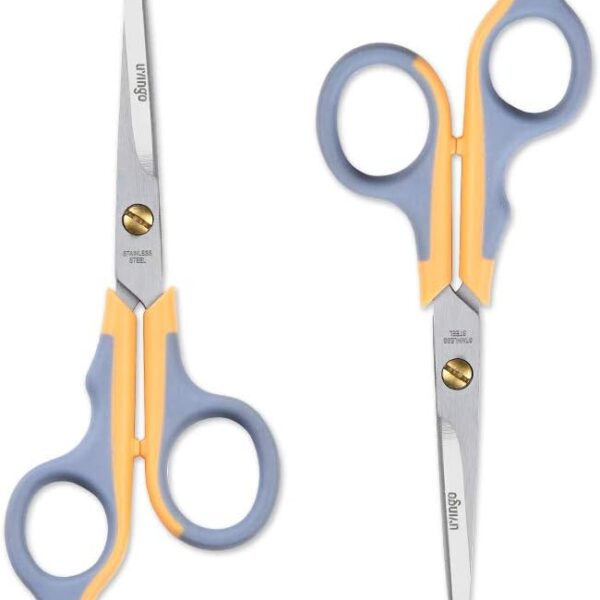 LIVINGO Professional Pet Grooming Scissors for Cats & Dogs, Titanium Coated Safe Rounded Tip and Micro Serrated Trimming Shears for Animal Face, Nose, Ear and Paw Hair, 2 Pack 6.5 inch