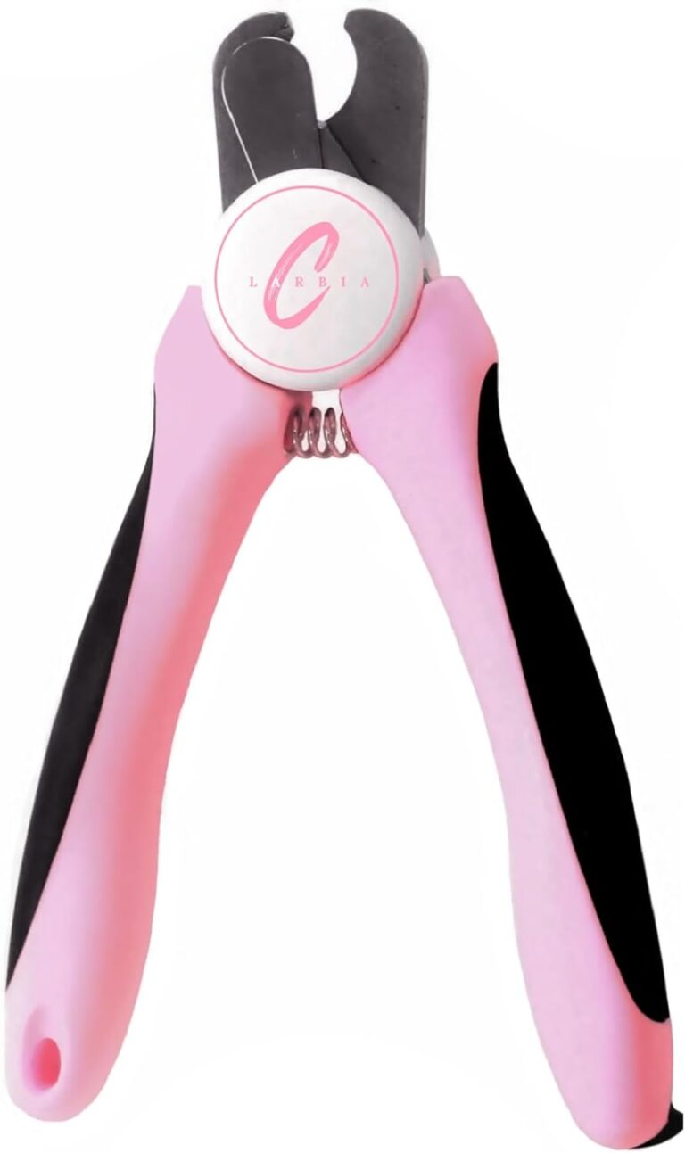 Pet Nail Clippers, Stainless Steel, Ergonomic Non Slip Design, Safe Home Pet Grooming for Cats and Dogs (Pink)