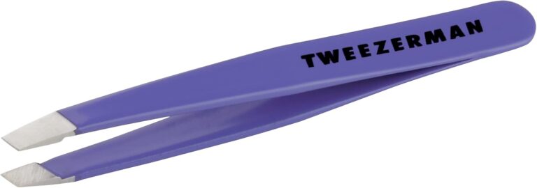 Tweezerman Mini Slant Travel Tweezers For Eyebrows, Travel Tweezers for Eyebrows, Facial Hair (Blooming Lilac)