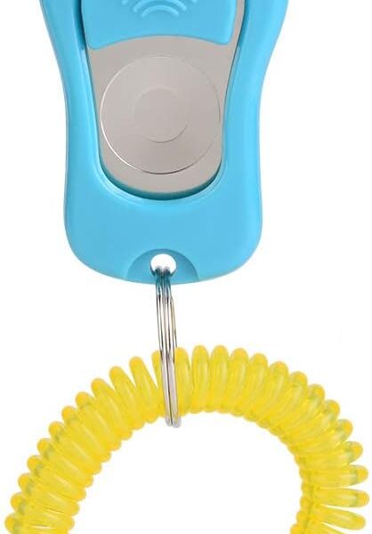 AYNEFY Pet Behavioral Training Clicker, Shaped 3 Gears Adjustable Volume Pet Dog Training Clicker Puppies Training Behaviour Whistle with Wrist Strap(Sky Blue)