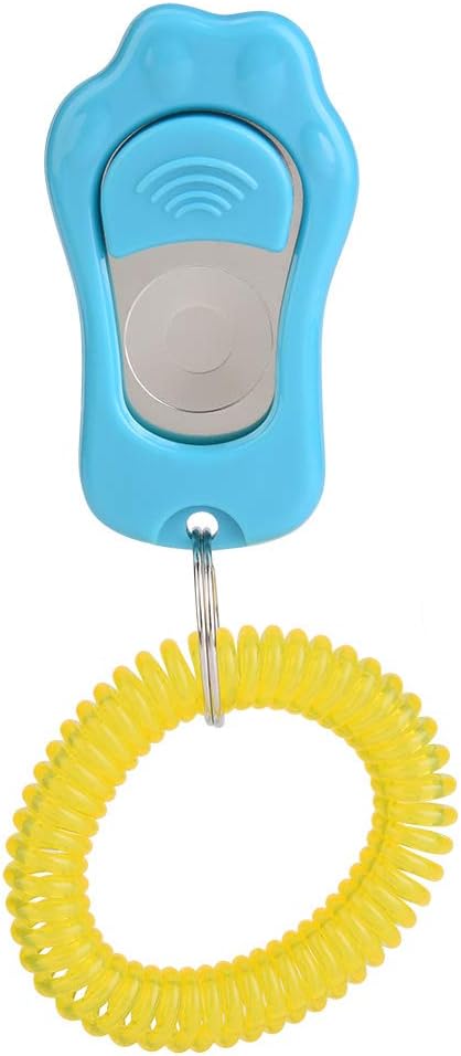 AYNEFY Pet Behavioral Training Clicker, Shaped 3 Gears Adjustable Volume Pet Dog Training Clicker Puppies Training Behaviour Whistle with Wrist Strap(Sky Blue)