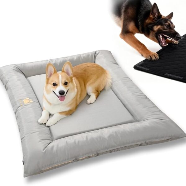 SOMAHE Dog Bed for Dog Crate Oxford Puppy Crate Pad Waterproof Pet Beds Outdoor Cage Mat Easy Rinse Grey 36233 Inch