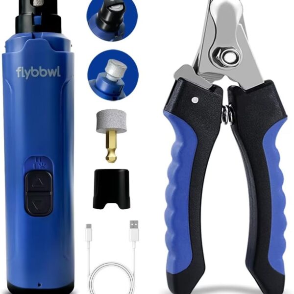 FLYBBWL Dog Nail Grinder Quiet: Silent Grind Pro Dog Nail Trimmers - Cat Nail Clippers for Indoor Cats - Dog Nail Trimmers for Large Medium Small Dogs and Cats