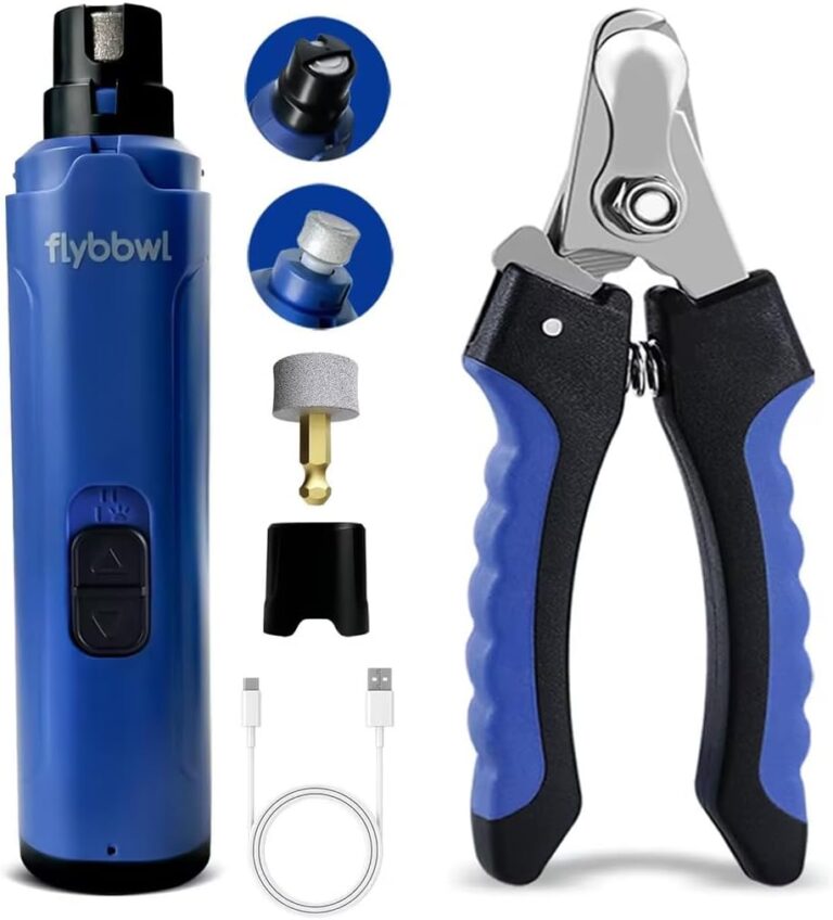 FLYBBWL Dog Nail Grinder Quiet: Silent Grind Pro Dog Nail Trimmers - Cat Nail Clippers for Indoor Cats - Dog Nail Trimmers for Large Medium Small Dogs and Cats