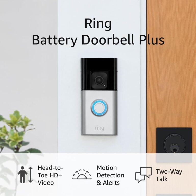 Ring Battery Doorbell Plus (newest model), Home or business security, Head-to-Toe HD+ Video, motion detection & alerts, and Two-Way Talk