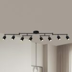 8 Light Track Lighting Fixtures Ceiling, Matte Black Kichen Track Lighting Fixtures, Rotatable Light Heads, Adjustable Modern LED Track Lights for Kitchen/Hallway, No GU10 Bulb