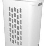 Sterilite Ultra Wheeled Laundry Hamper with Lid, Handle and Wheels for Easy Rolling of Clothes to and from The Laundry Room, Plastic, White, 1-Pack