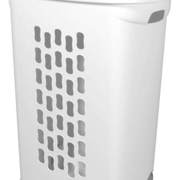 Sterilite Ultra Wheeled Laundry Hamper with Lid, Handle and Wheels for Easy Rolling of Clothes to and from The Laundry Room, Plastic, White, 1-Pack