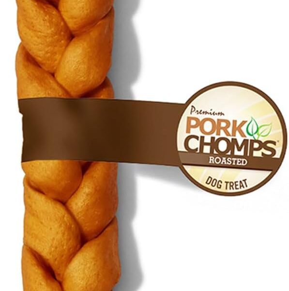 Pork Chomps Roasted Pork Skin Dog Chew, 10-inch Braid, 1 Count