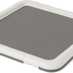 Amazon Basics Dog Training Pad Holder,Secured Latches,Extra Thick and Non-Slip, Recycled Plastic, 24 inch, S, White and Charcoal