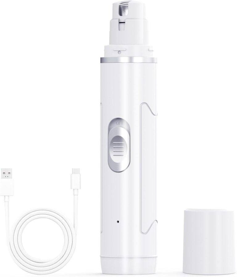 Chwwen Dog Nail Grinder Quiet - Professional 2-Speed Electric Pet Nail Trimmer with Guard, Rechargeable & Painless Claw Grinder for Small Medium Large Dogs & Cats, Low Noise & Vibration