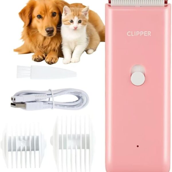 Handy Pet Hair Trimmers Recommended by The Vet,Super Quiet Long Lasting Powerful Dog Clippers(Waterproof USB Rechargeable Grooming Shavers for Dogs and Cats with Matted Coats) Pink