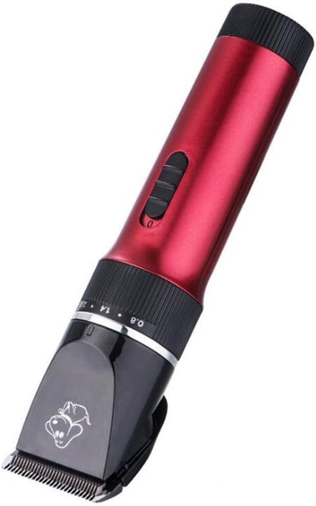 Rechargeable Cordless Pet Dog Hair Clipper, Low Noise Professional Electric Pet Grooming Trimmer Kit for Dogs Cats and Other Animals (Red)