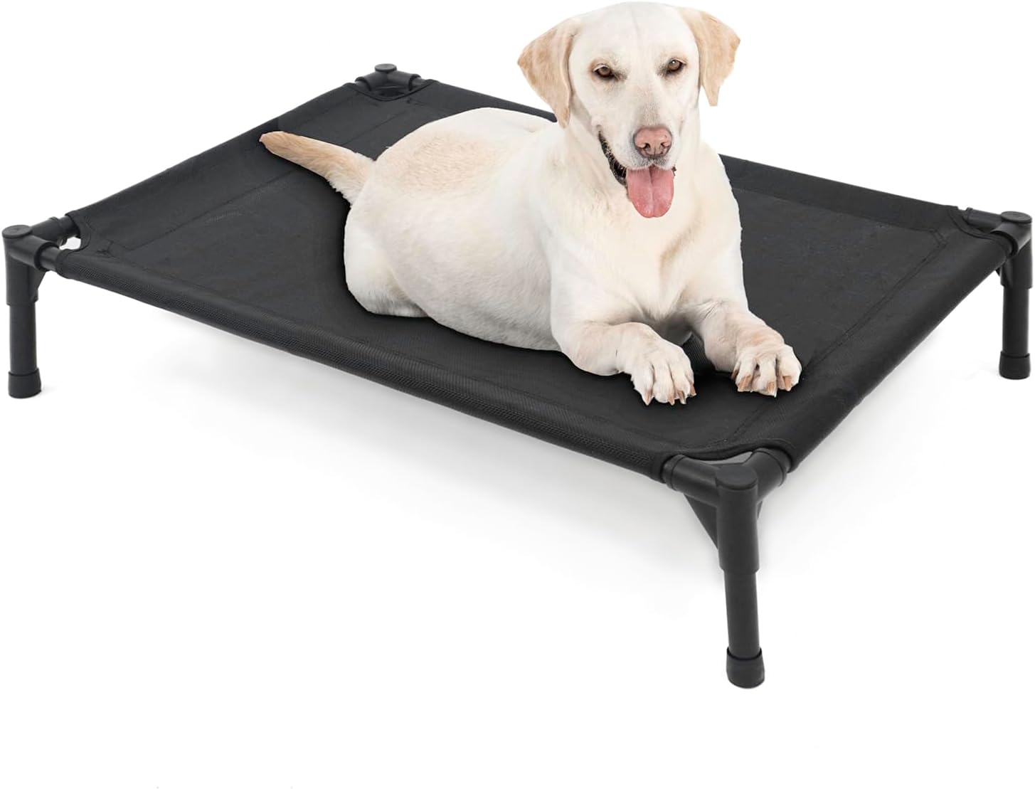 Garnpet Elevated Dog Bed for Large Dogs, Raised Dog Cot Fits Up to 120 LBs, Heavy Duty Pet Cots with Durable Supportive Teslin Recyclable Washable Mesh, Indoor & Outdoor Pet Bed, Black Garnpet Elevated Dog Bed for Large Dogs, Raised Dog Cot Fits Up to 120 LBs, Heavy Duty Pet Cots with Durable Supportive Teslin Recyclable Washable Mesh, Indoor & Outdoor Pet Bed, Black