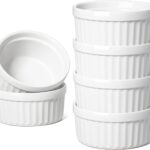 LE TAUCI Ramekins 4 OZ Oven Safe, Creme Brulee Ramekins, Pudding Custard Cups Souffle Ramiken, Dipping Sauce Dishes, Ceramic Ramekin Bowls Set of 6, White