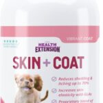 Health Extension Skin & Coat Supplement for Dogs & Puppies, 16oz - Omega 3 & 6 Rich Formula for Healthy Skin & Shiny Coat, Reduces Shedding & Itching