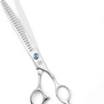 Professional Dog Grooming Curved Straight Thinning/Blending/Chunking Scissors Kit JP-440C Stainless Steel Pet Cat Hair Cutting/Trimming Shears Silver (8" (23-Tooth))