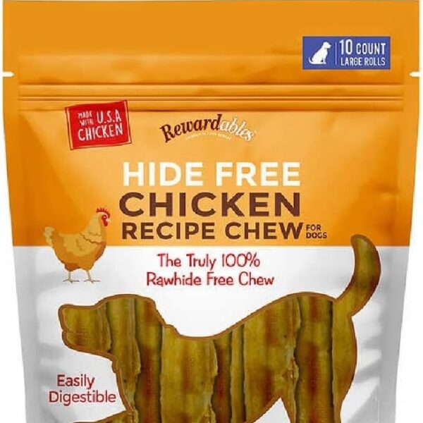 Chicken Chew Dog Treats, 10 Count (2.4 lb) | 7" Rawhide-Free Rolls | Easily Digestible | Real Chicken #1 Ingredient | Grain-Free | Long-Lasting Chews for Teeth & Chewing Instinct