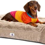 Fluffy Faux Fur Dog Bed Medium Size Dog Washable Rasied Dog Bed Orthopedic Dog Bed with Sides Noiseless Supportive Foam Dog Couch Anti-Slip Comfort Pet Beds with Removable Cover Brown 42"