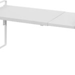 Nxconsu Cabinet Shelf Expandable Height Adjustable Organizer Riser for Kitchen Cabinet Pantry Cupboard Under Sink Countertop Organization Storage Space Saver Stackable Heavy Duty Metal White