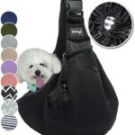 NATUYA Pet Dog Sling Carrier - Dog Sling with Net Bag for Carrier Dogs Cats-Hands Free Pet Bag-Buckle net Pocket pet Bag (Black)