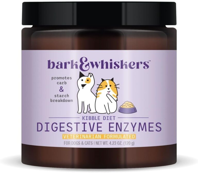 Bark & Whiskers Digestive Enzymes - Supports Kibble Digestion - Veterinarian Formulated - for Dogs & Cats - Non-GMO - 4.23 oz (120 g) - 150 Scoops