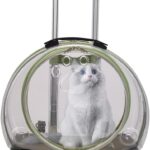 Cat Carrier with Wheels, Breathable & Transparent, Wear Resistant Portable Carrier for Small Pets, Kittens, Dogs, Rabbits - Travelling (Light Green)