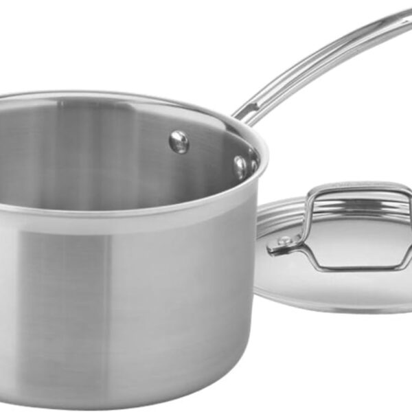 Cuisinart 4-Quart Skillet, Stainless Steel Cookware Multiclad Pro Triple Ply Saucepan w/Cover, MCP194-20N
